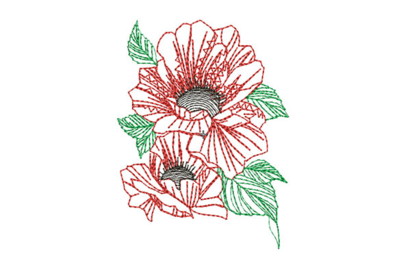 Red Poppy Embroidery Design